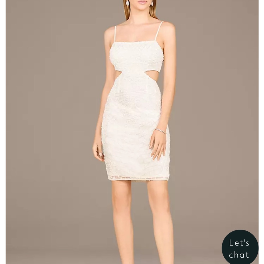 Beaded Ivory White Cut-Out Dress